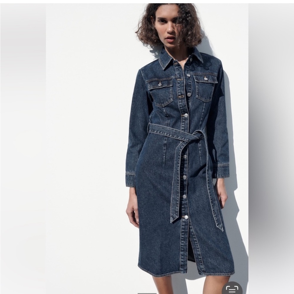 Zara Jeans Midi Tie Dress